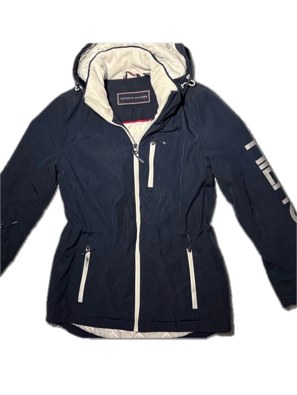 Tommy Hilfiger Hooded Quilted Parka Jacket Navy Blue Women's Size XS